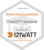 121WATT-Badge: ChatGPT-Seminar, 9. Januar 2024