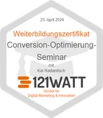 121WATT-Badge: Conversion-Optimierung-Seminar, 23. April 2024
